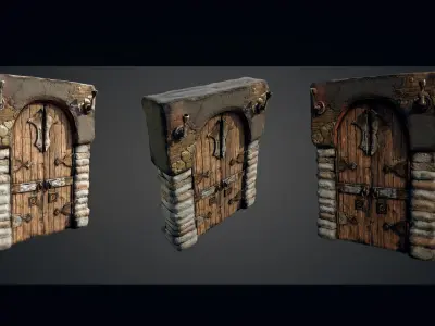 Medieval Gateway Collection Low-poly 3D model