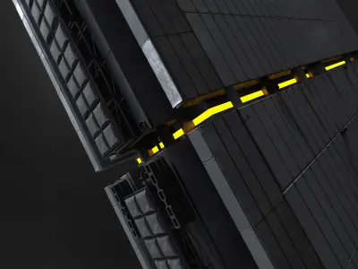 Scifi brutalist building 3D model