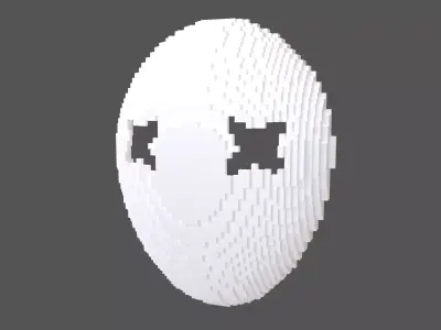 Voxel Cross Mask v1 001 Low-poly 3D model