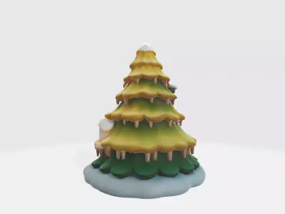 Enchanted Winter Pine Cottage Fantasy Environment Asset Low-poly 3D model