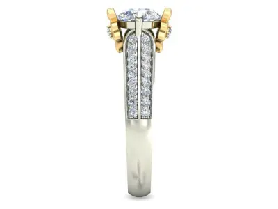 The Flower RING with yellow and white gold-VJR23 3D print model