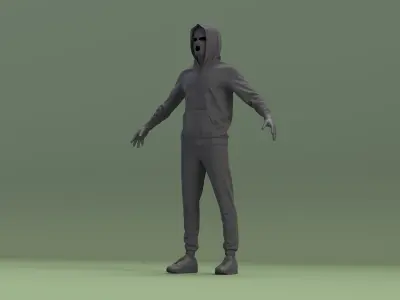  Burglar Black Full Outfit with Hood 