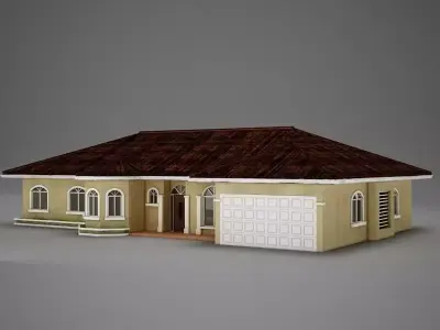 Red Latin Hacienda Modern Villa 3D model 3D model