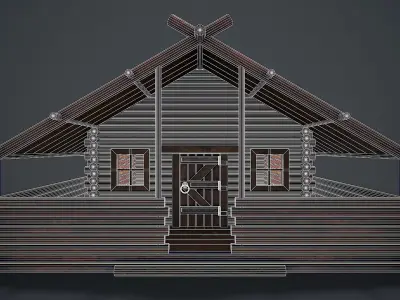 Wooden House 3D Model Low-poly 3D model