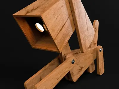 Puppy Table Lamp By 4 Wood Matrial 3D model