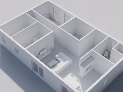 Low-Poly Interior Blockout Layout-Space Planning Model Low-poly 3D model