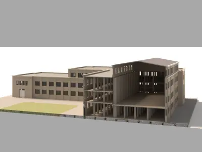 Neoclassical Municipal City Hall Building 3D model