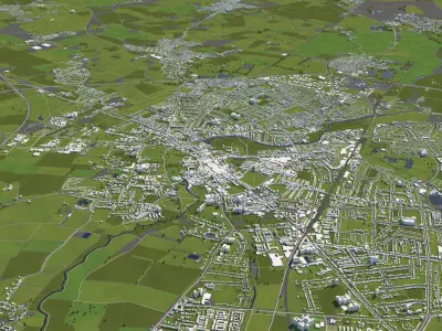 Cambridge UK 50x50km 3D City Map 3D model