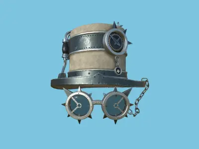 Steampunk Hat 07 Beige Steel - SciFi Character Design Low-poly 3D model