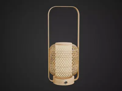 Bamboo Boho Table Lamp Low-poly 3D model