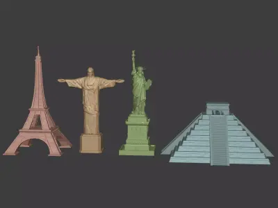 LowPoly Models Travel Tourism Monuments Landmarks Holiday Low-poly 3D model