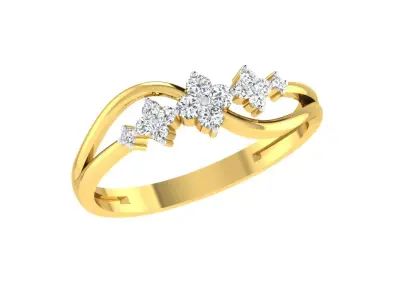 Light Weight Yellow Gold Diamond Ring  -EZ R-201 3D print model