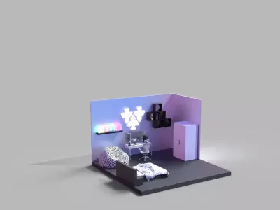 Modern Gamer Room 3D model