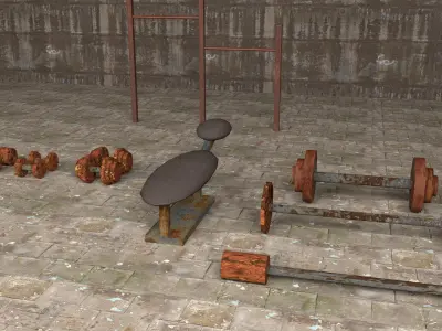 Rusty Gym Equipment  Low-poly 3D model