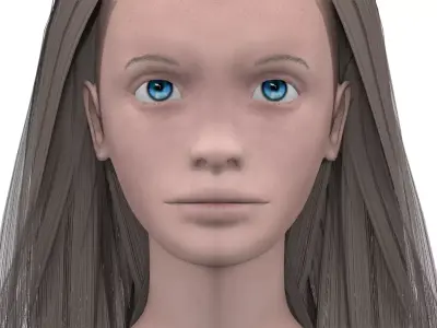 Girl with light gray hair 3D model