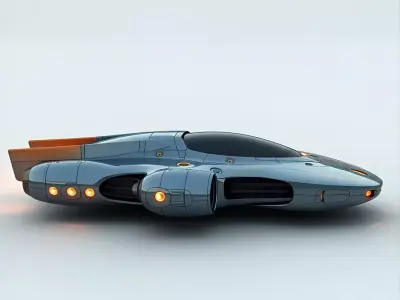 Sleek Retro Future Sci Fi Starship Low-poly 3D model