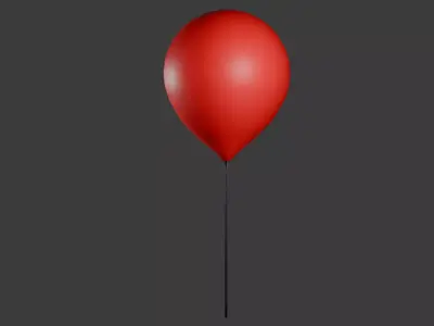 Red Balloon with String  Simple 3D Model  Low Poly 3D model