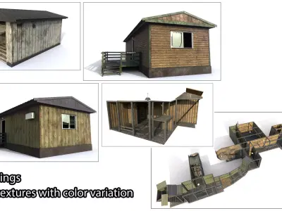 Abandoned Small House pack Low-poly 3D model