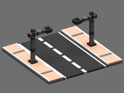 Road Voxel - 1 Low-poly 3D model