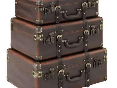 Vintage Suitcase Boxes 3D model