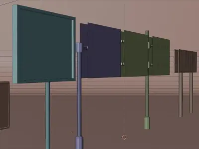 Set of 8 Low Poly Advertising Panels - Real Size Low-poly 3D model