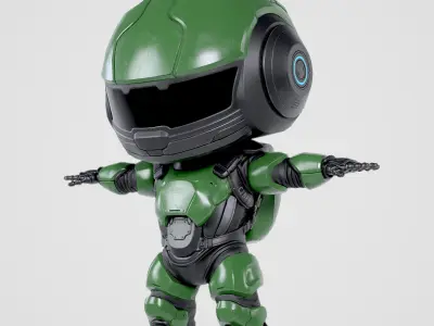 Cute Robot Green Low-poly 3D model