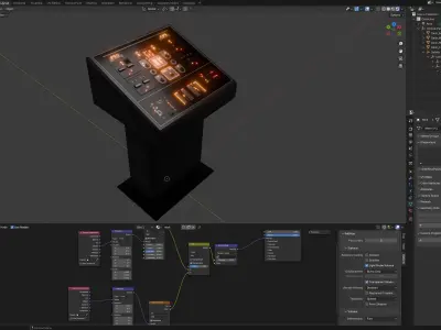 Retro-futuristic sci-fi control console Low-poly 3D model