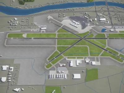 Quad City International Airport - MLI Low-poly 3D model