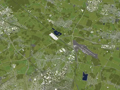 Moenchengladbach Germany 50x50km 3D City Map 3D model