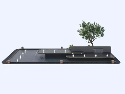 Waterfall Fountains modern Landscape 3D model