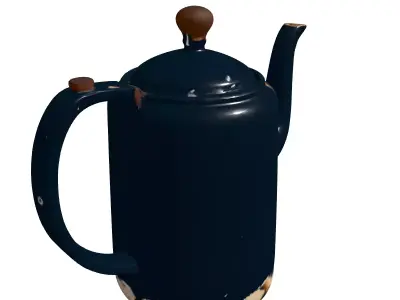Vintage Blue Enamel Distressed Kettle Low-poly 3D model