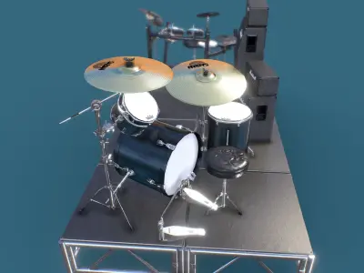 Just a Couple of Drum kits Low-poly 3D model