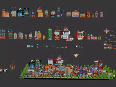 Sci-Fi city cartoon 3D model