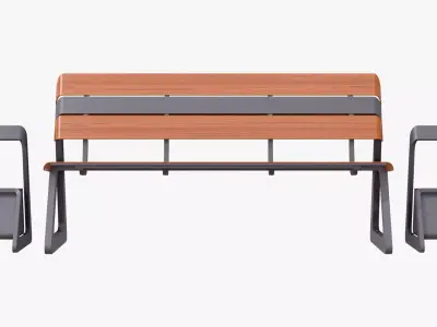 Eco City Bench Integrated Bins M1 3D model
