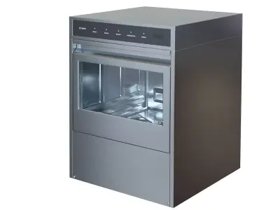 Dishwasher stainless steel with glass door 3D model