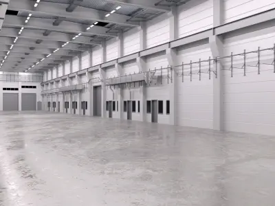 Industrial Hall Interior 2 Low-poly 3D model