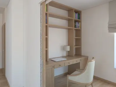 Work room with sliding doors Free 3D model