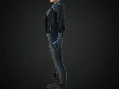 Rigged Man Cyberpunk Character Low-poly 3D model