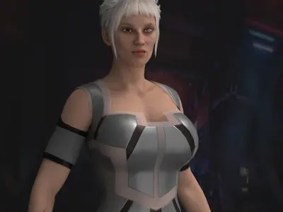 Cyber punk girl-Female character and outfit 3D model