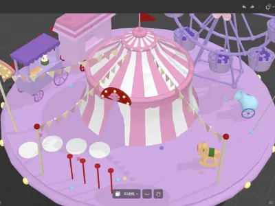 carnival ferris wheel and rides Free 3D model