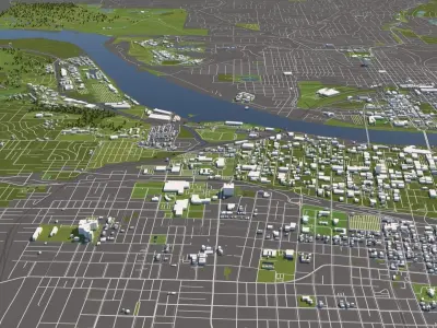 Little Rock Arkansas USA 50x50km 3D City Map 3D model