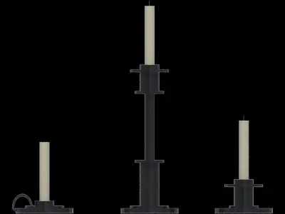 Candles with holders 3 different sizes architectural scene light Low-poly 3D model