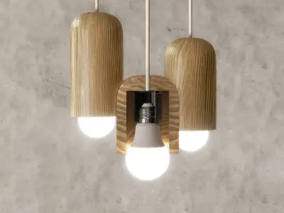 minimal nordic cylinder massive wooden hanging lamp Free 3D model