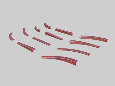 Red Curb Pack Low-poly 3D model