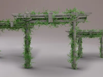 Japanese Archways Ivy-Covered - Set Of 4 3D model