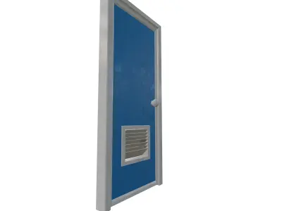 Blue Plastic Bathroom Door Series One Low-poly 3D model
