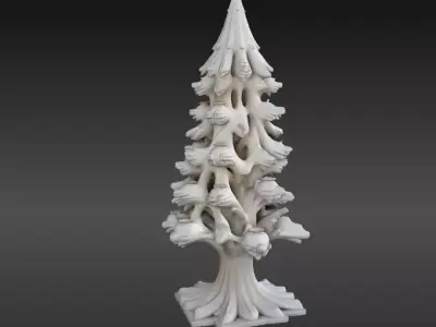 Winter Tree Lantern 3D Model Tree Decor with Lantern Slots Low-poly 3D model