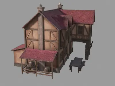 Medieval inn Low-poly 3D model purchase