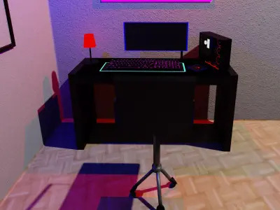Gaming setup scene  Free 3D model