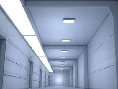Futuristic Apartment Corridor Low-poly 3D model